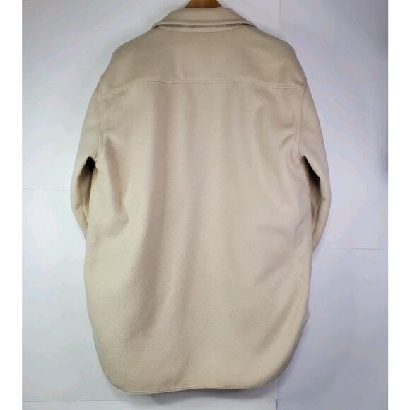 Banana Republic Cozy Twillon Oversized Medium Beige Shirt Shacket Beige - Picture 7 of 16